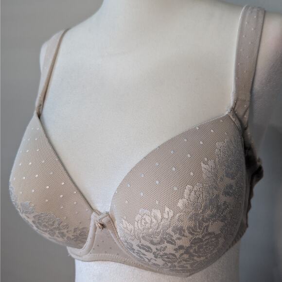 Soma Stunning Support Full Coverage Floral Lace Underwire Light Tan Bra Size 34D - Picture 2 of 10